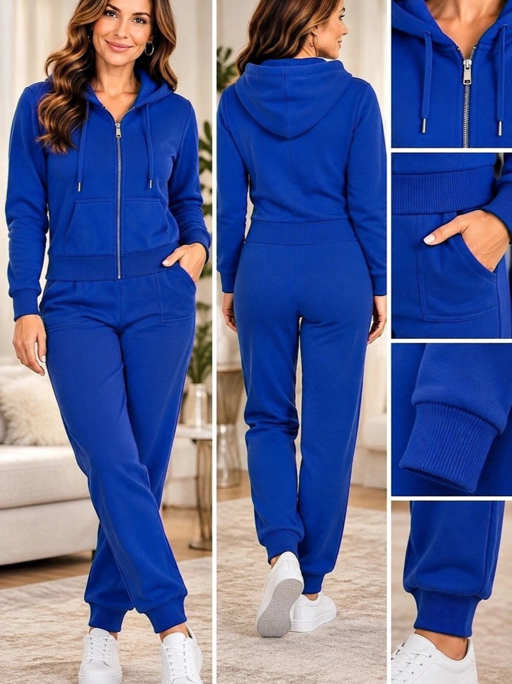 Free People Blue Hooded Jumpsuit size M